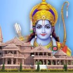 Lord Rama behind magnificent Ayodhya Ram Mandir