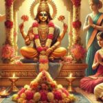 Devotees worshipping Lord Vishnu during Ekadashi