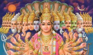 Lord Skanda with the divine forms of Hindu deities symbolizing Sanatana Dharma