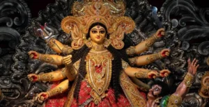 Goddess Durga idol slaying Mahishasura during Durga Puja