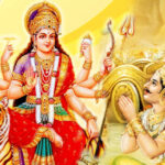Goddess Durga blessing Arjuna before the Kurukshetra battle