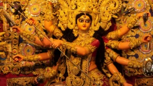 Goddess Durga idol during Navratri festival celebration