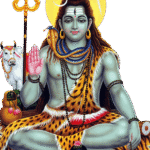 Lord Shiva blessing devotees with sacred trident