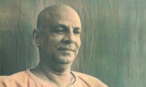 Swami Sivananda smiling peacefully inspiring prayers devotion wisdom and meditation
