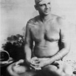 Swami Sivananda meditating with serene spiritual presence