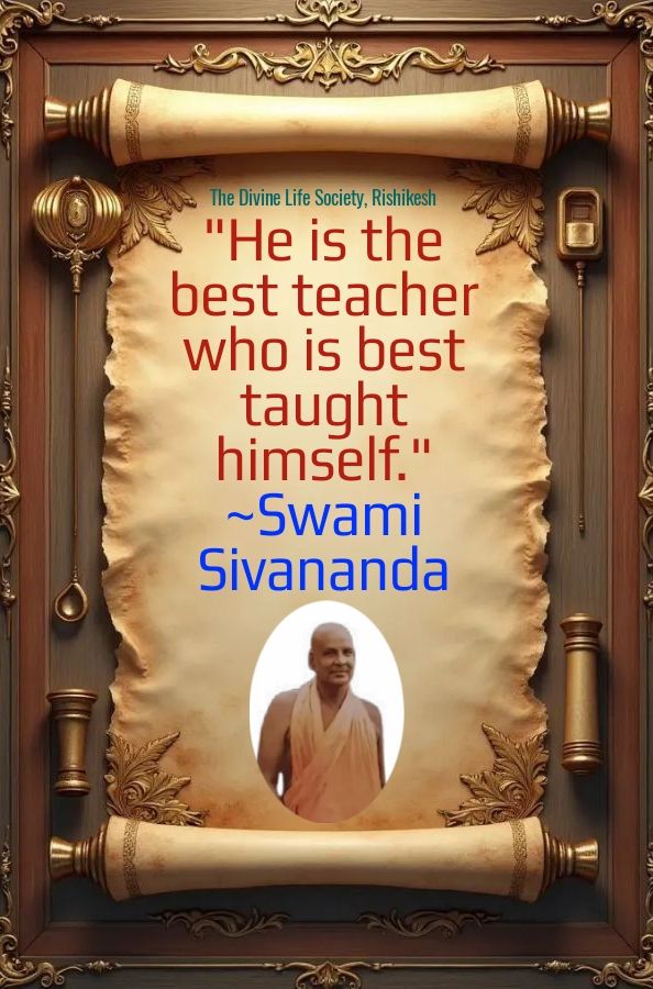 Swami Sivananda teacher quote scroll image