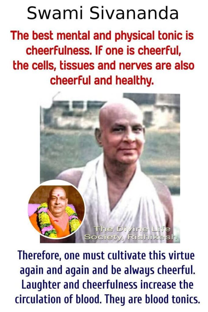 Swami Sivananda cheerfulness quote with portrait image