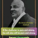 Swami Sivananda sharing inspiring message on pure character