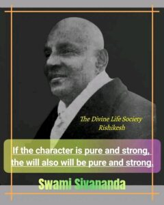 Swami Sivananda sharing inspiring message on pure character