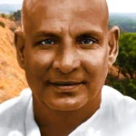 Swami Sivananda serene closeup spiritual portrait outdoors