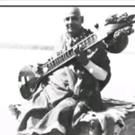 Swami Sivananda playing veena inspiring devotional meditation