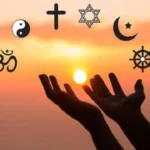 Symbols of world religions representing faith and spiritual paths