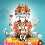 Lord Brahma seated on pink lotus