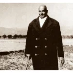 Swami Sivananda walking outdoors with peaceful expression