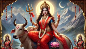 Goddess Shakradaya seated on sacred Nandi