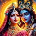 Radha Krishna together radiating divine love always