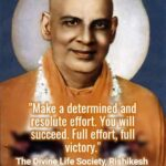 Swami Sivananda portrait with effort quote text.