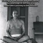 Swami Sivananda meditating with inspirational spiritual message