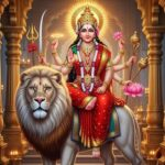 Divine Goddess Ayigiri Nandini Seated On Sacred Lion
