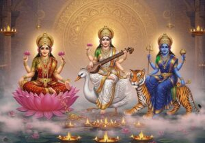 Divine Tridevi Lakshmi Saraswati Durga Together