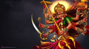 Divine Goddess Ayigiri Nandini With Sacred Weapons