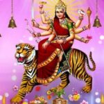 Divine Goddess Durga Riding Sacred Tiger Gracefully