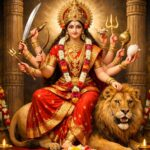 Divine Goddess Durga Seated With Majestic Lion