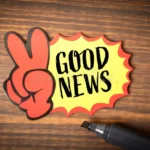 good news concept displayed peace hand symbol wooden surface creative layout good news concept peace hand symbol 429253912