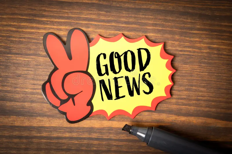 good news concept displayed peace hand symbol wooden surface creative layout good news concept peace hand symbol 429253912