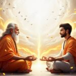 Guru and disciple sharing sacred spiritual meditation