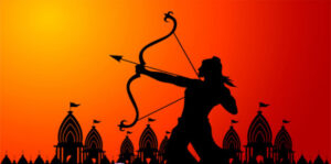 Silhouette of Lord Rama with His divine bow during Ram Navami