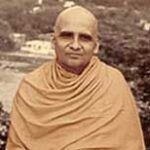 Hindu monk in saffron robes standing peacefully outdoors