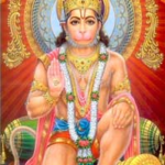 Lord Hanuman kneeling with divine strength and unwavering devotion