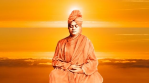 Swami Vivekananda meditating peacefully beyond caste and discrimination