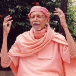 Hindu monk explaining self-realization with expressive spiritual hand gestures