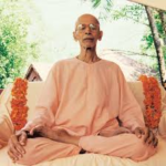 Hindu monk meditating peacefully in lotus pose under natural surroundings