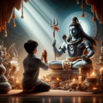 Young devotee praying before Lord Shiva with faith