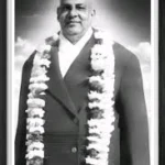 Swami Sivananda garlanded portrait photograph
