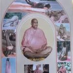 Portrait collage of Swami Sivananda with inspiring moments from his spiritual life and teachings