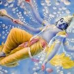 Lord Vishnu resting on Shesha in the cosmic ocean
