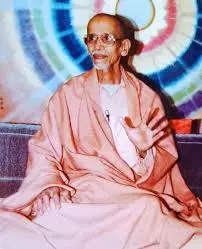 Serene spiritual teacher inspiring devoted prayer through peaceful wisdom