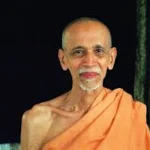 Smiling Hindu monk in saffron robes portrait