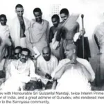 Swami Sivananda with Gulzarilal Nanda and devotees