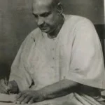 Meditating spiritual master writing sacred teachings image
