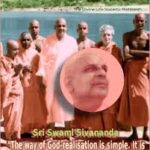 Sri Swami Sivananda with monks teaching the path of Bhakti and Jnana
