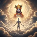Lord Krishna blessing devoted soul spiritually