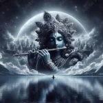 Moonlit Lord Krishna playing divine flute