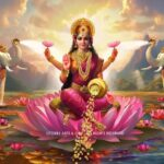 Goddess Lakshmi seated on lotus with elephants