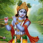 Lord Krishna playing flute beside serene river, Mantras & Their Glory