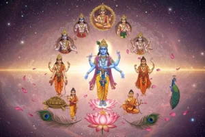 Lord Vishnu with the Dashavatara representing the ten divine incarnations